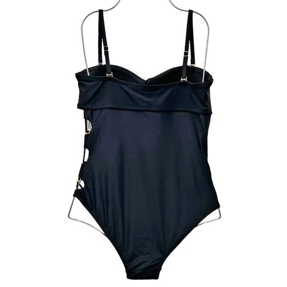 NWT SeaFancy One Piece Black Swimsuit With Side Cutouts Women’s Size Medium NEW - Picture 2 of 12